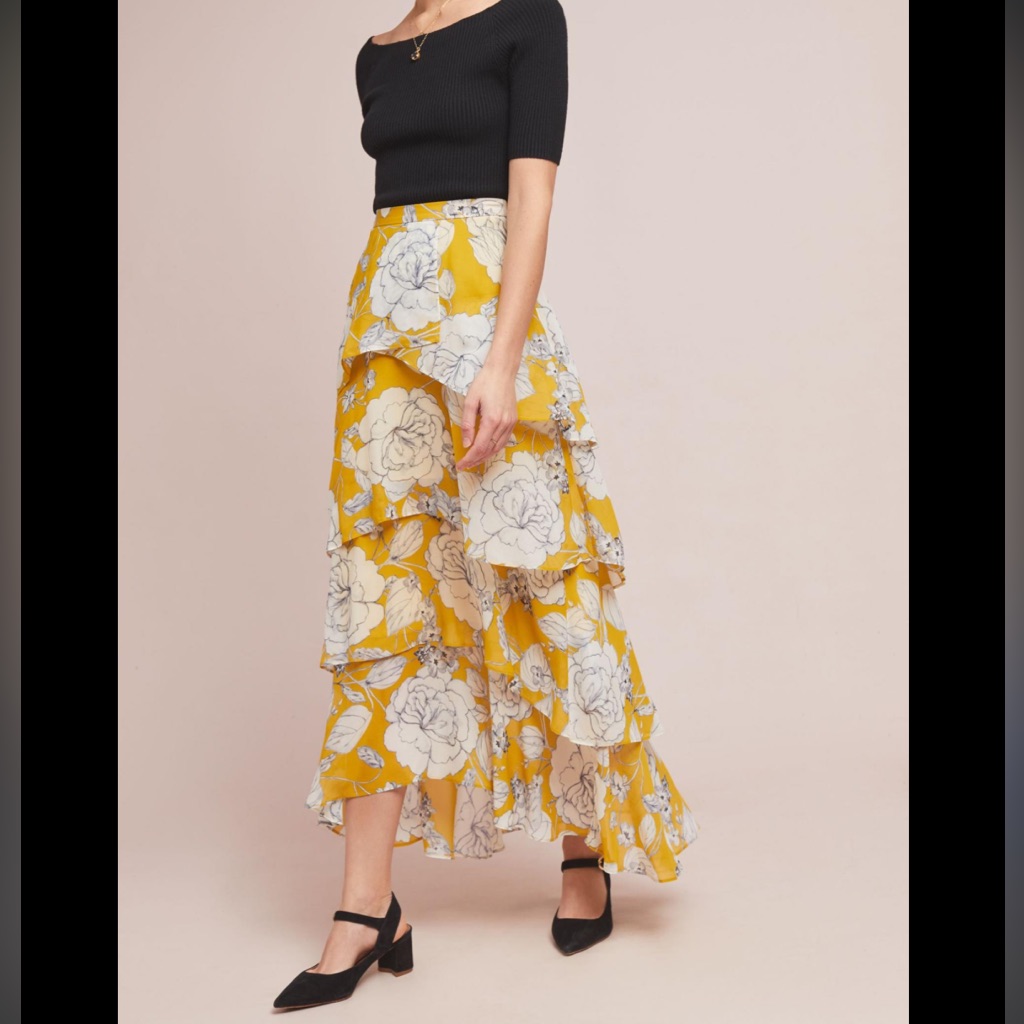 Anthropologie Mosier Tiered Maxi Skirt